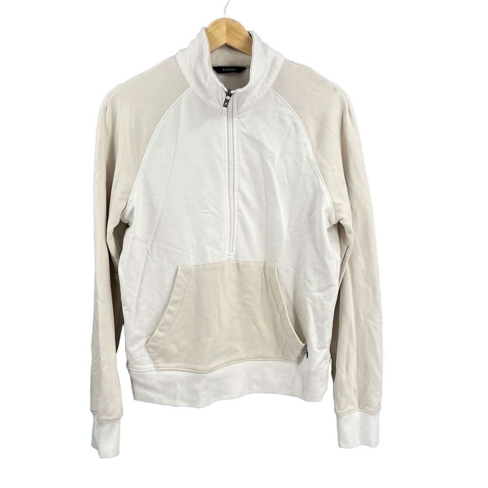 Radmor Men’s‎ Sweatshirt Quarter Zip Pullover Cream Beige Small Cotton